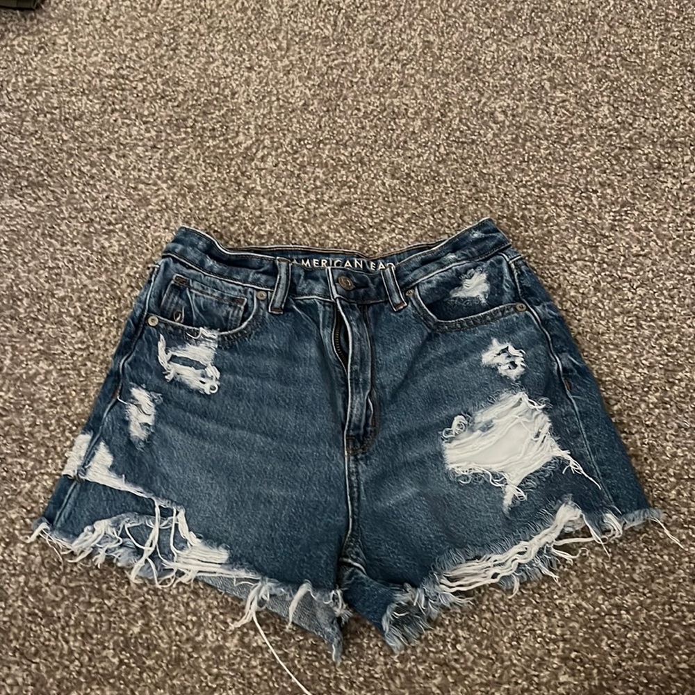 American Eagle Distressed High Waisted Mom Shorts